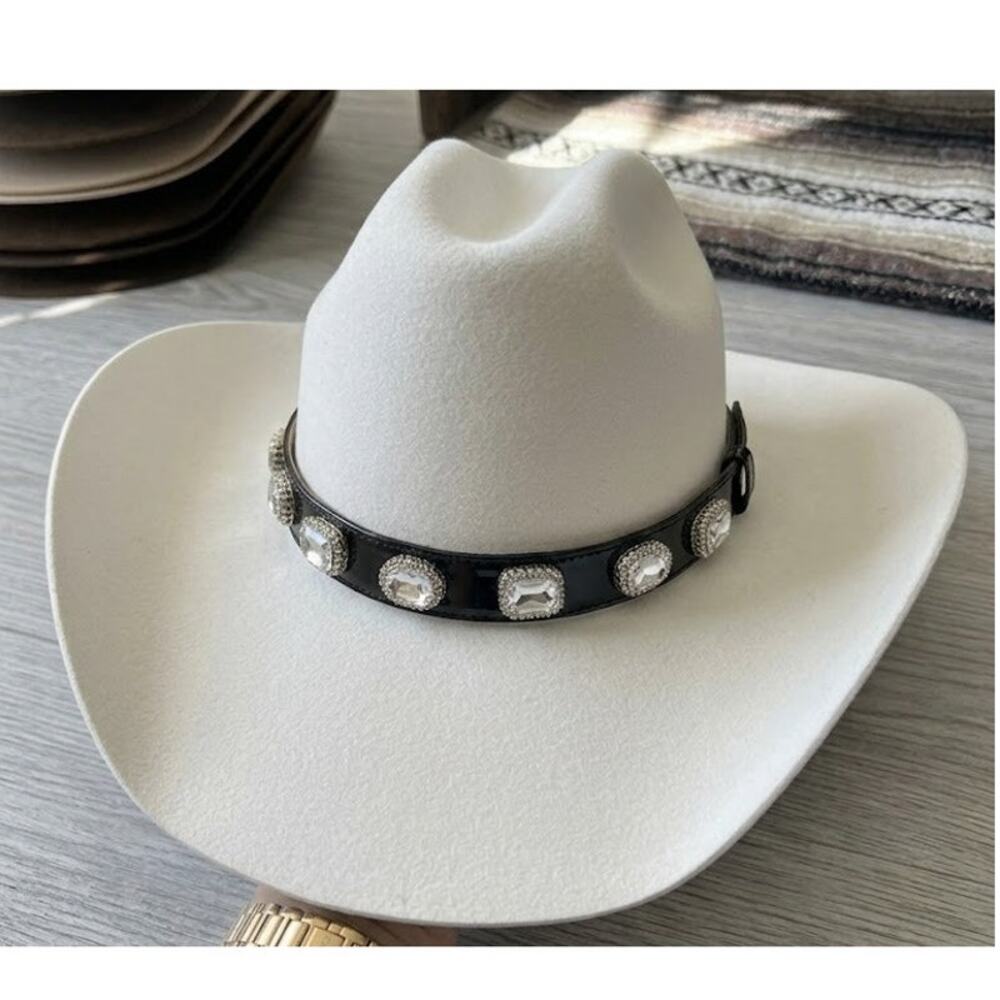Black Crystal Bezel Cowboy Hat Band Western